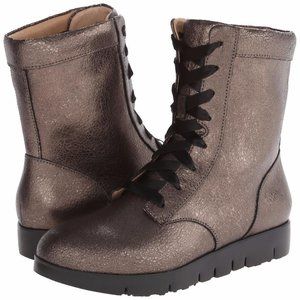 TSUBO MS SIZE 7 1/2 M EMILEE METALLIC CRACKLE BRONZE COMBAT SUEDE LACE UP BOOTS